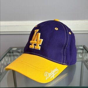 Unisex LA Dodgers Logo Lakers colors Purple and Gold Colab Cap Hat
